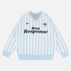 Concert Outfit Vintage Vertical Striped Preppy V-Neck Sweater