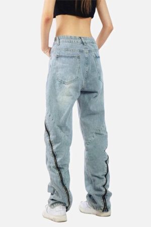 Concert Outfit Vintage Wash Adjustable Zip Jeans