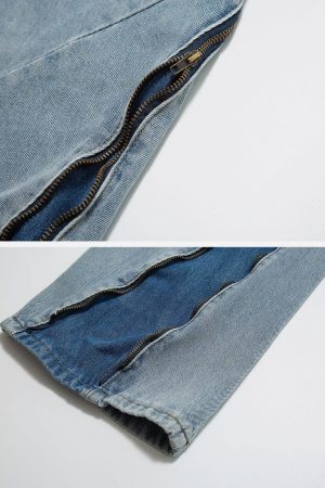 Concert Outfit Vintage Wash Adjustable Zip Jeans