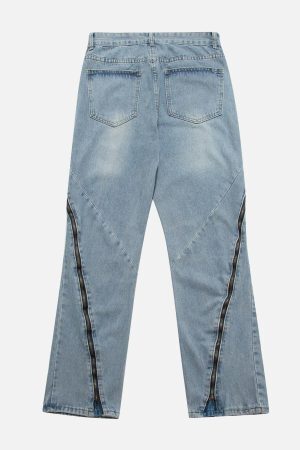 Concert Outfit Vintage Wash Adjustable Zip Jeans