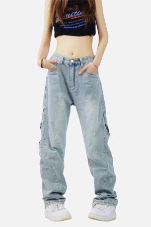 Concert Outfit Vintage Wash Adjustable Zip Jeans