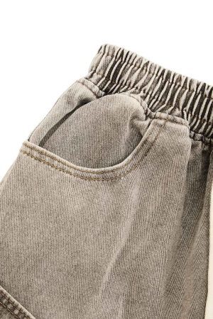 Concert Outfit Vintage Wash Deconstructed Drawstring Denim Shorts