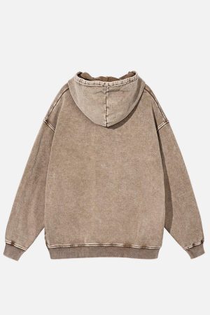 Concert Outfit Vintage Wash Distressed Solid Hoodie