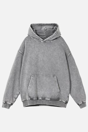 Concert Outfit Vintage Wash Distressed Solid Hoodie