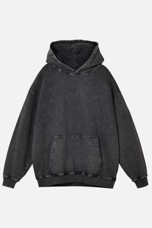 Concert Outfit Vintage Wash Distressed Solid Hoodie