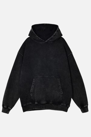 Concert Outfit Vintage Wash Distressed Solid Hoodie