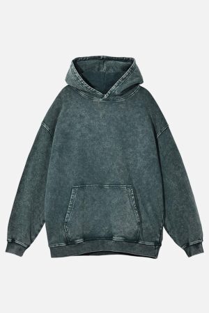 Concert Outfit Vintage Wash Distressed Solid Hoodie