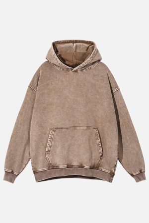 Concert Outfit Vintage Wash Distressed Solid Hoodie