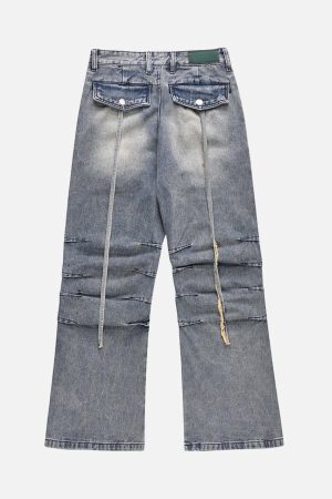 Concert Outfit Vintage Washed And Frayed Baggy Jeans