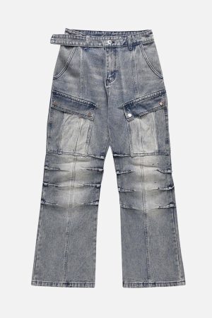 Concert Outfit Vintage Washed And Frayed Baggy Jeans