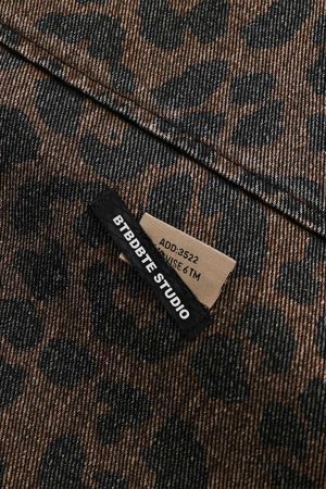 Concert Outfit Vintage Washed Cheetah Denim Jacket