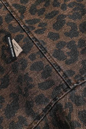 Concert Outfit Vintage Washed Cheetah Denim Jacket