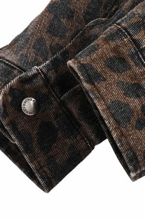 Concert Outfit Vintage Washed Cheetah Denim Jacket