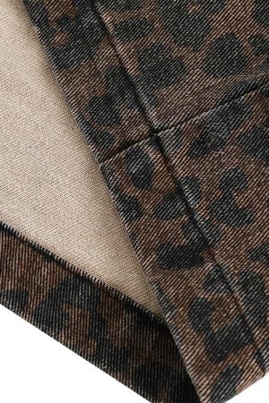 Concert Outfit Vintage Washed Cheetah Denim Jacket