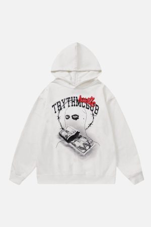 Concert Outfit Vintage Washed Dark Print Hoodie