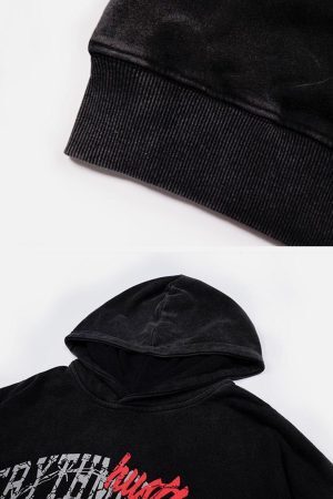 Concert Outfit Vintage Washed Dark Print Hoodie