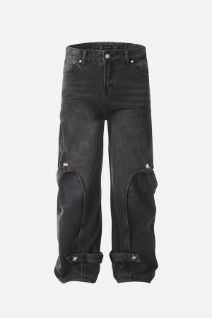 Concert Outfit Vintage Washed Deconstructed Jeans