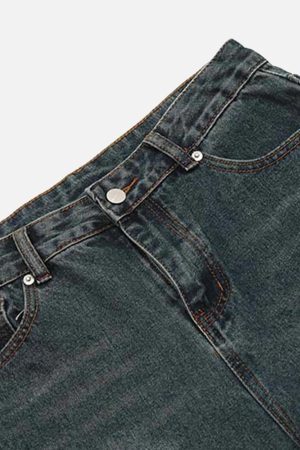 Concert Outfit Vintage Washed Deconstructed Jeans