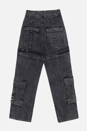 Concert Outfit Vintage Washed Denim Cargo Jeans