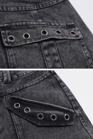 Concert Outfit Vintage Washed Denim Cargo Jeans