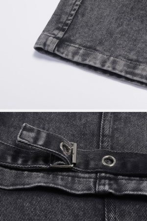 Concert Outfit Vintage Washed Denim Cargo Jeans