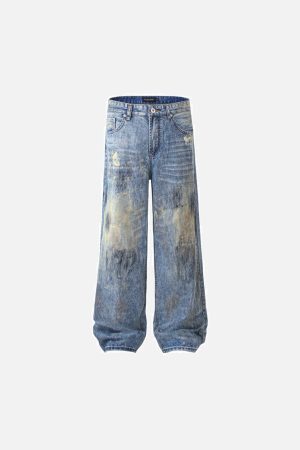 Concert Outfit Vintage Washed Dirty Jeans