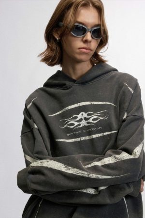 Concert Outfit Vintage Washed Distressed Hoodie