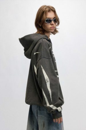 Concert Outfit Vintage Washed Distressed Hoodie