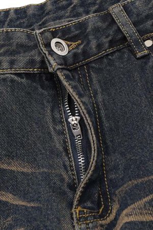 Concert Outfit Vintage Washed Distressed Multi Pocket Cargo Jeans