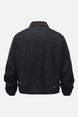 Concert Outfit Vintage Washed Distressed Quilted Work Jacket