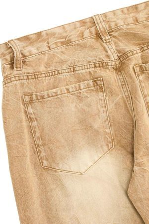 Concert Outfit Vintage Washed Distressed Straight Jeans