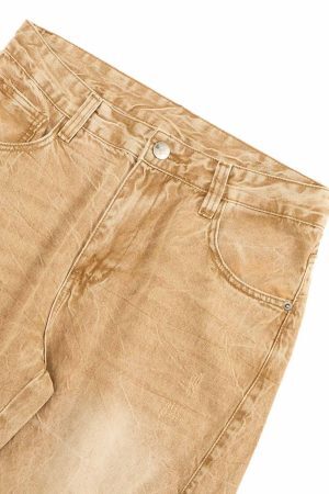 Concert Outfit Vintage Washed Distressed Straight Jeans