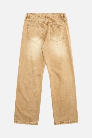 Concert Outfit Vintage Washed Distressed Straight Jeans