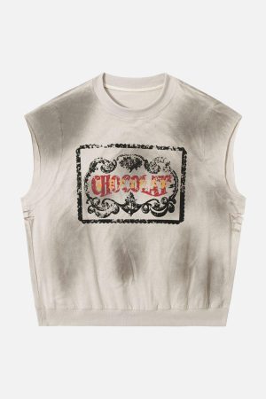 Concert Outfit Vintage Washed Graphic Distressed Vest