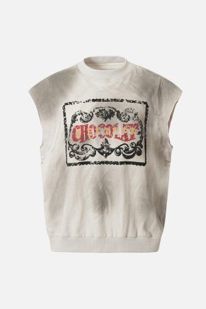 Concert Outfit Vintage Washed Graphic Distressed Vest