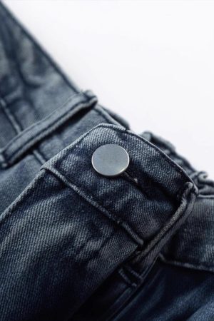 Concert Outfit Vintage Washed Irregular Stitching Jeans