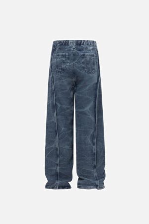 Concert Outfit Vintage Washed Irregular Stitching Jeans