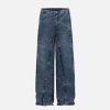 Concert Outfit Vintage Washed Irregular Stitching Jeans