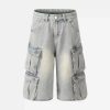 Concert Outfit Vintage Washed Loose Wide-Leg Denim Jorts