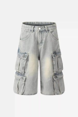 Concert Outfit Vintage Washed Loose Wide-Leg Denim Jorts