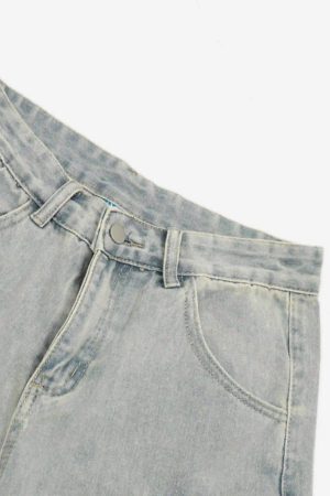Concert Outfit Vintage Washed Loose Wide-Leg Denim Jorts