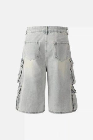 Concert Outfit Vintage Washed Loose Wide-Leg Denim Jorts