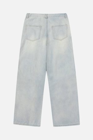 Concert Outfit Vintage Washed Multi-Pocket Work Jeans