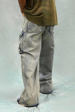 Concert Outfit Vintage Washed Multifunctional Denim Overalls