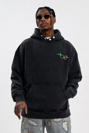 Concert Outfit Vintage Washed Print Hoodie