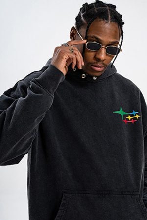 Concert Outfit Vintage Washed Print Hoodie