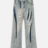 Concert Outfit Vintage Washed Split Structure Hip-Hop Jeans