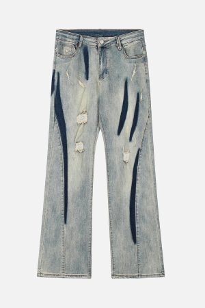Concert Outfit Vintage Washed Split Structure Hip-Hop Jeans