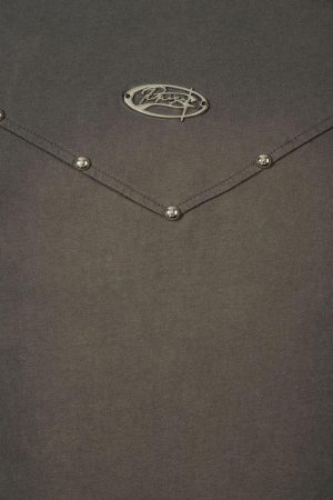 Concert Outfit Vintage Washed Stitching Rivets T-Shirt