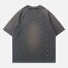 Concert Outfit Vintage Washed Stitching Rivets T-Shirt